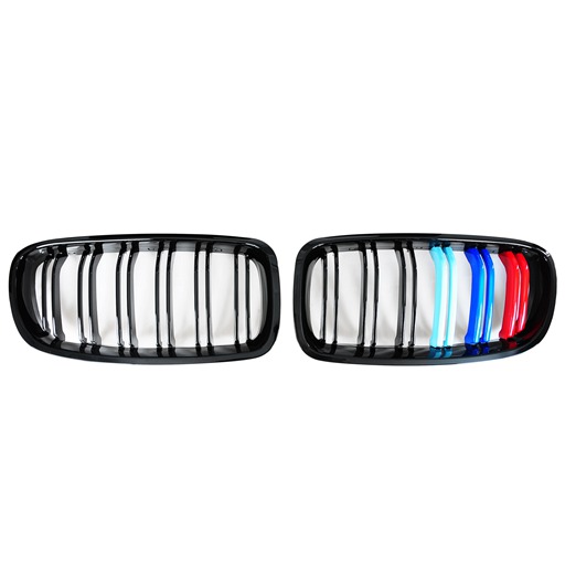 M3-Style Double Slats+Shiny Black+Performance-Style Front Grille for BMW F30/F31/F35 (PreLCI、LCI)