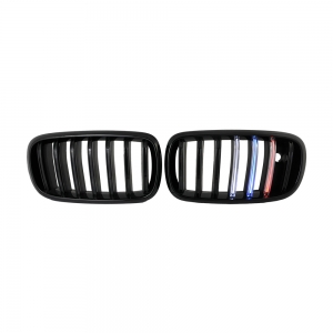 Single Slat+Shiny Black+LED 3 color Front Grille for BMW X5(F15) X6(F16), ABS