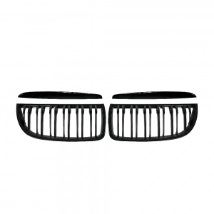 Double Slats+Shiny Black Front Grille for BMW E90 E91 (2005~08), ABS