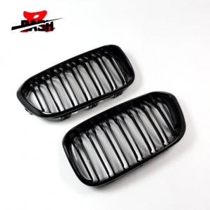 Double Slats+Shiny Black Front Grille for BMW F20 LCI / F21 LCI, ABS